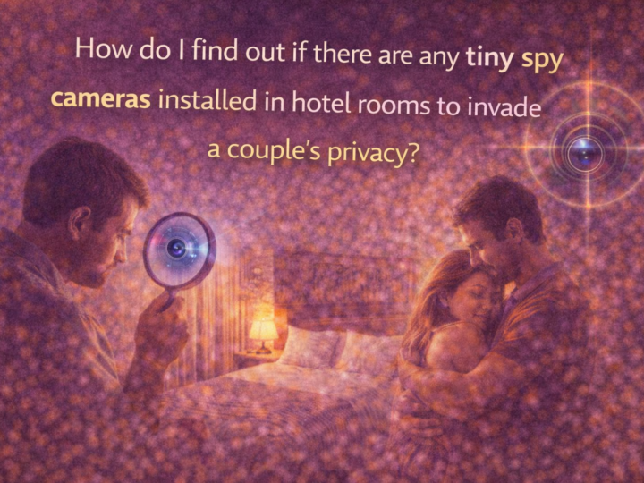 How do I find out if there are any minuscule spy cameras installed in hotel rooms to invade a couple’s privacy?